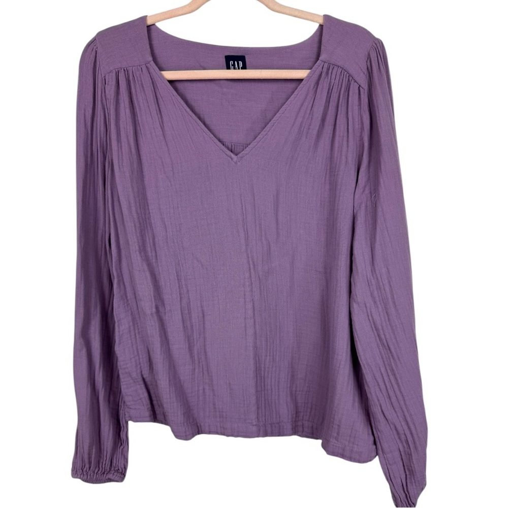 Gap Crinkle Gauze Balloon Top Amethyst Purple sz S Tall